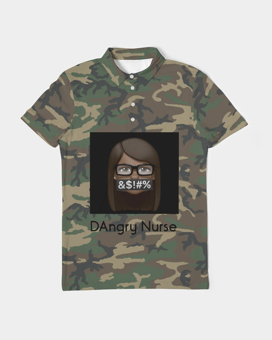 Brown-camo Men's Slim Fit Short Sleeve Polo