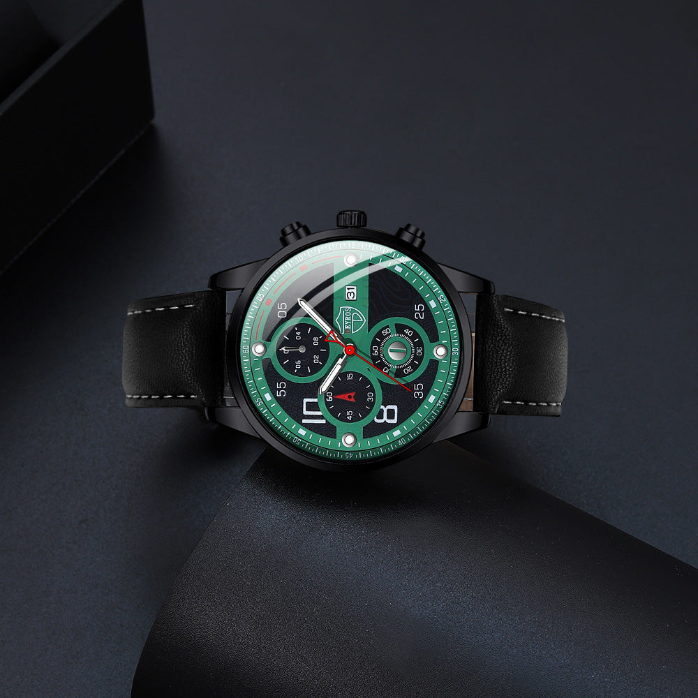 Men's Calendar Quartz Leather Strap Luminous Watch