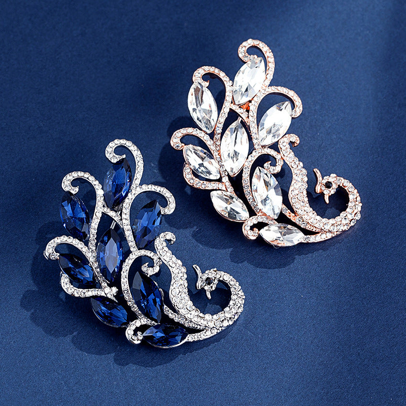 Blue Crystal Phoenix Brooch Women's Alloy Diamond