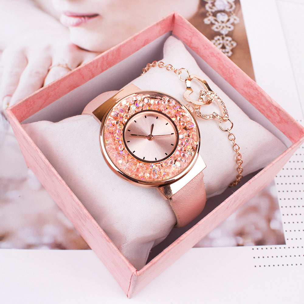Hand Quicksand Diamond Chain Ladies Watch Set
