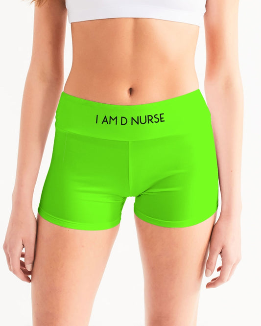 neon green Women's Mid-Rise Yoga Shorts