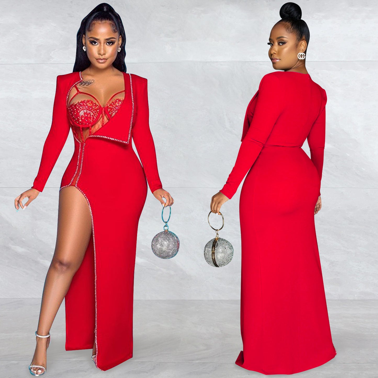 Women's Solid Color Irregular Long Sleeve Jumpsuit