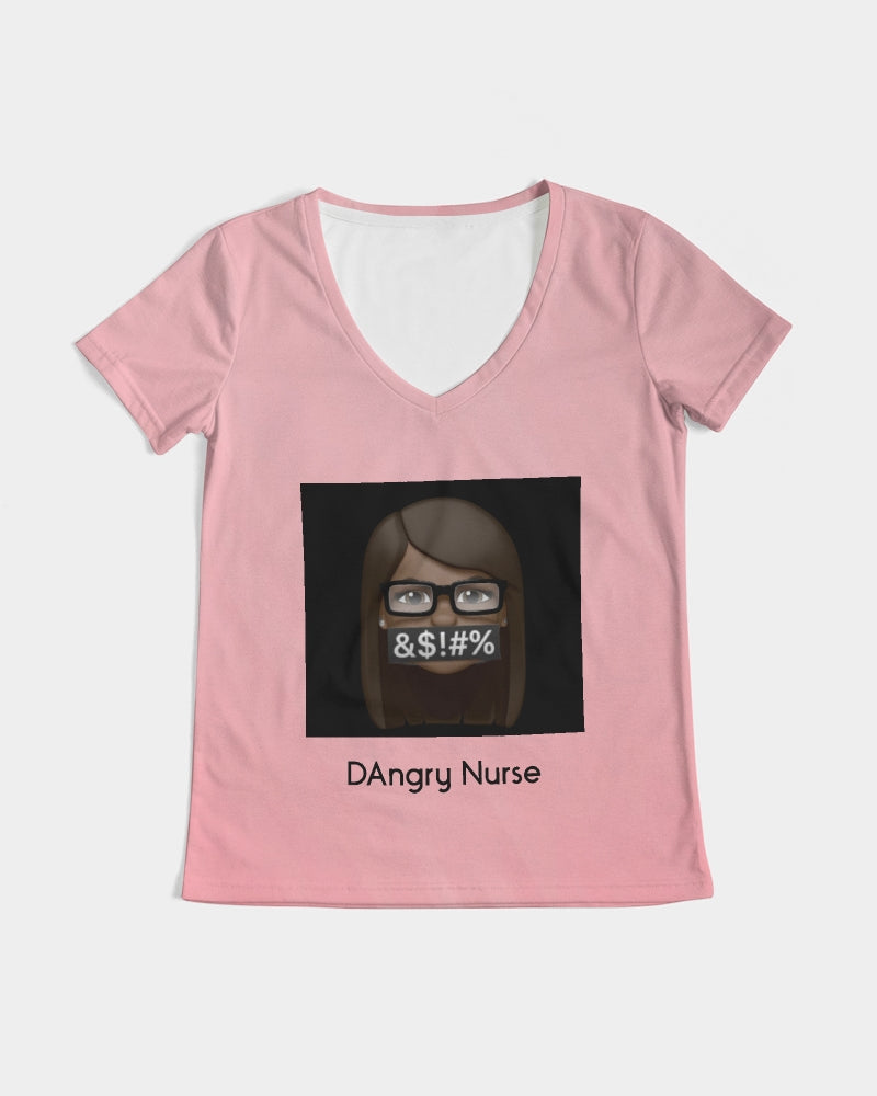 Angry Pink Women's V-Neck Tee
