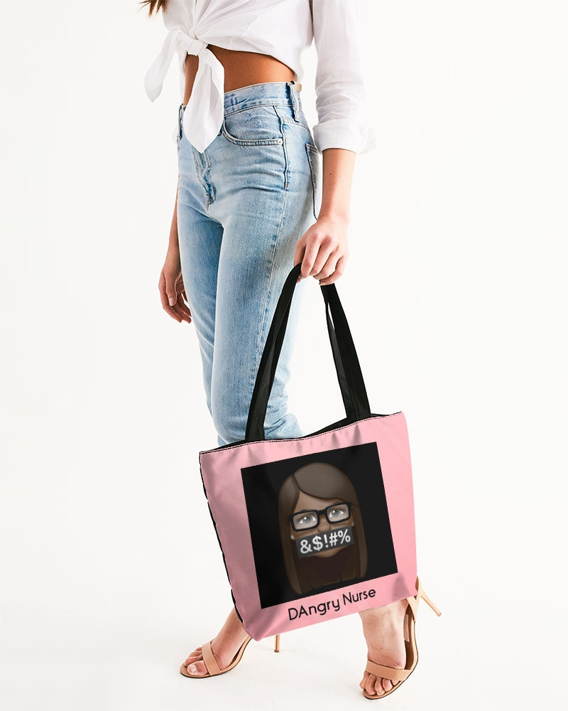 Angry Pink Canvas Zip Tote
