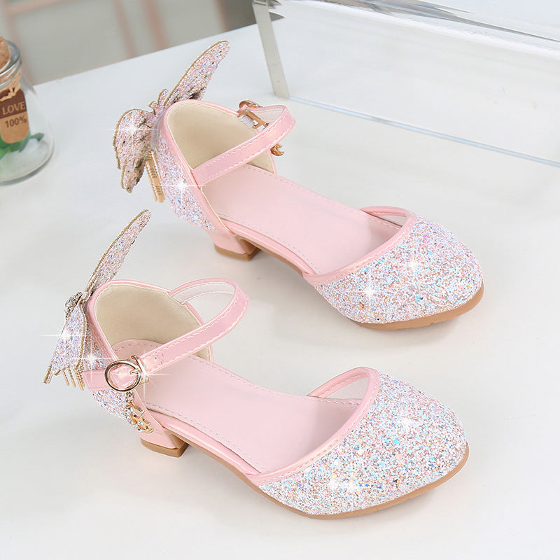 Girls Single Crystal High Heel Sandals