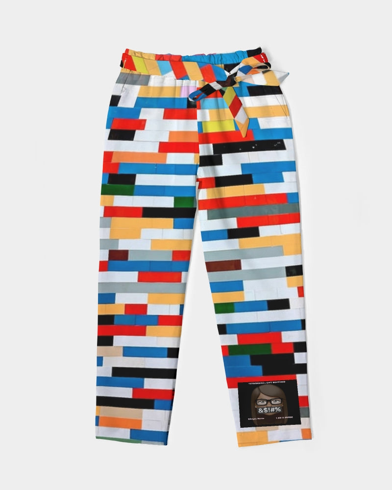 Angry Blocks Women's Belted Tapered Pants