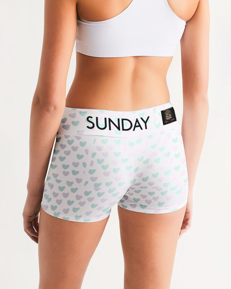 Angry pink Hearts Women's Mid-Rise Yoga Shorts