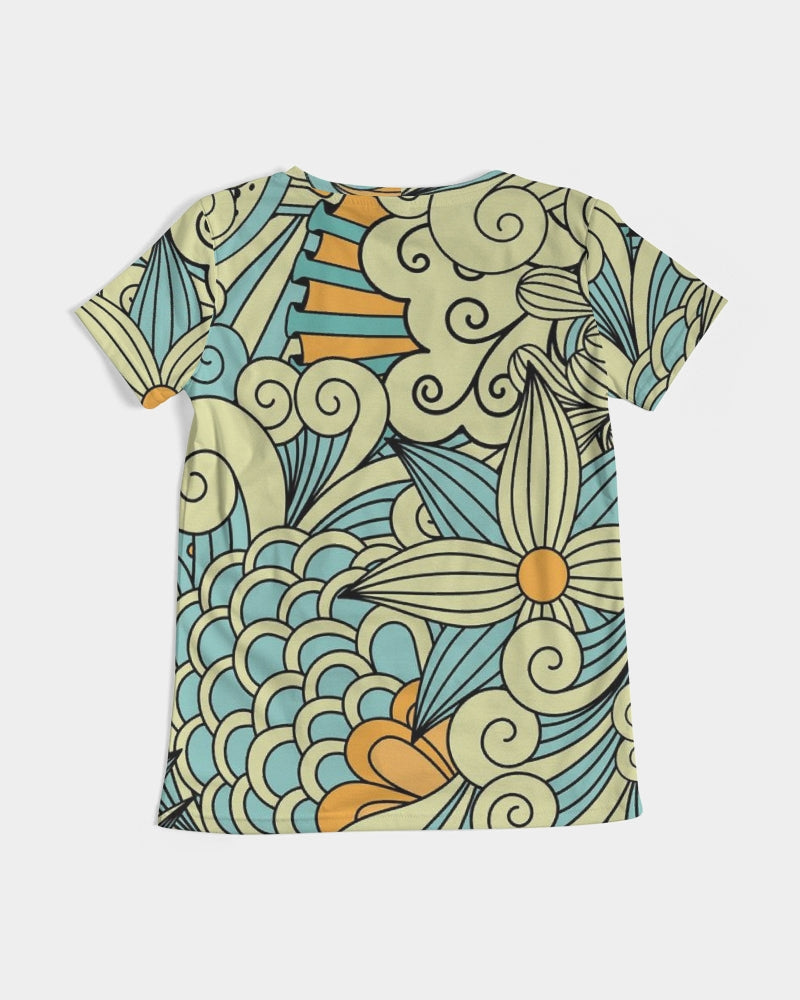 Angry yellow blue green print Women's V-Neck Tee