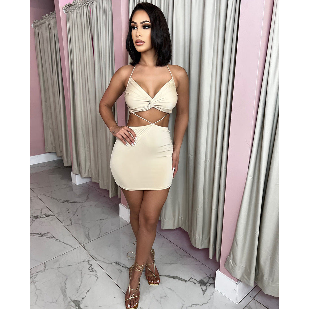 Women's Fashion Skinny Backless Cross-Tie Dress