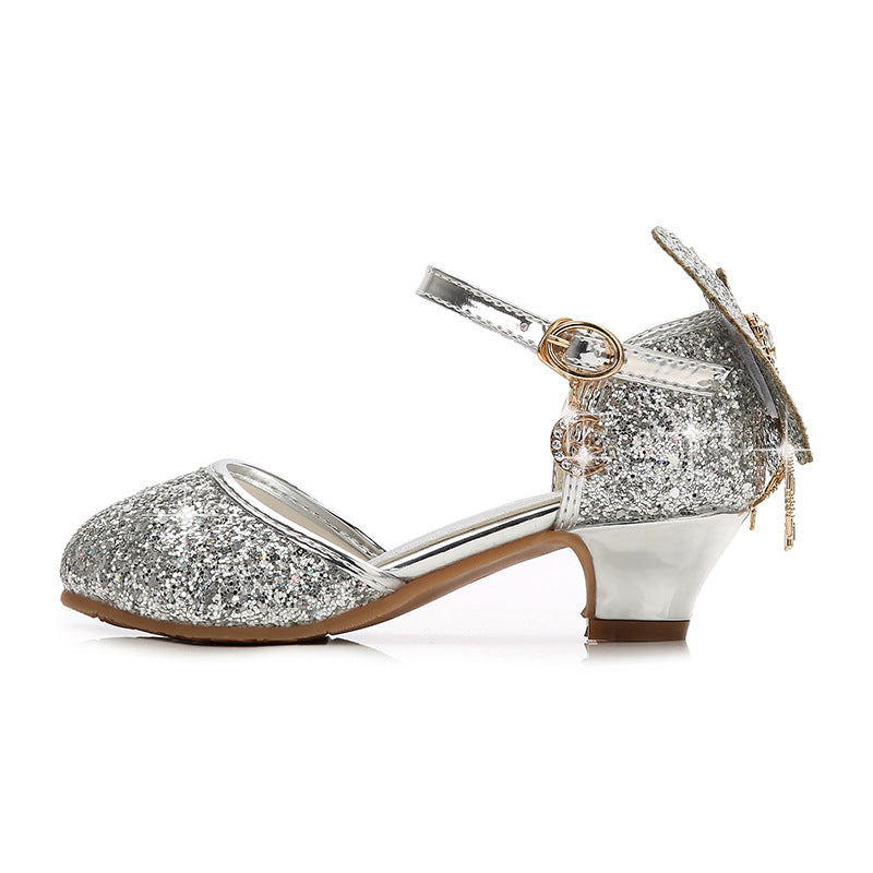 Girls Single Crystal High Heel Sandals