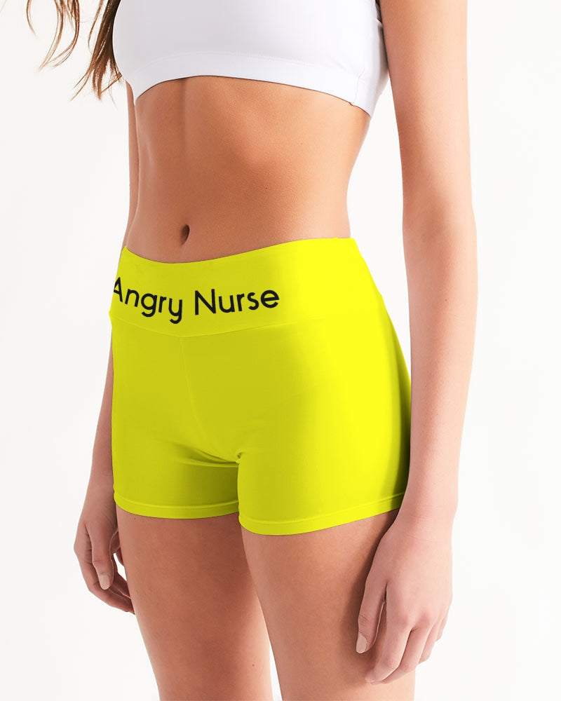 Angry Yellow Women's Mid-Rise Yoga Shorts