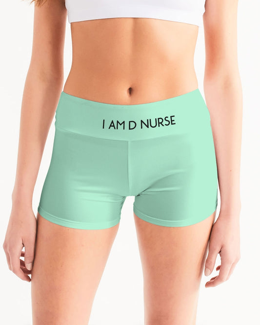 Angry pastel green Women's Mid-Rise Yoga Shorts