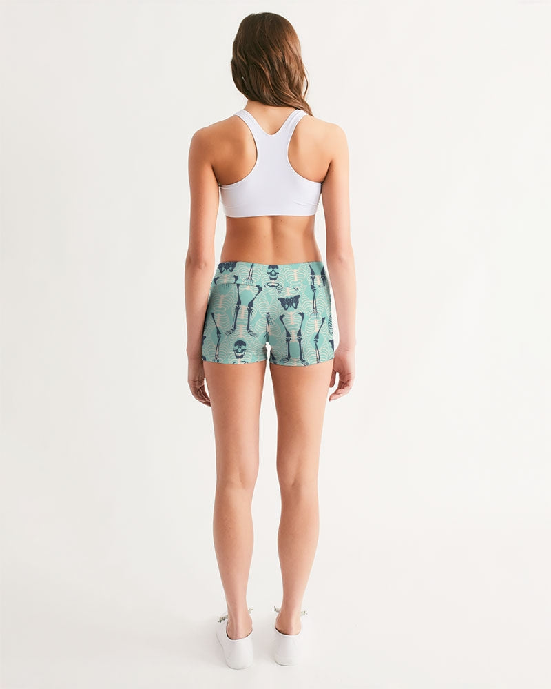 ANGRY SKELeton Women's Mid-Rise Yoga Shorts