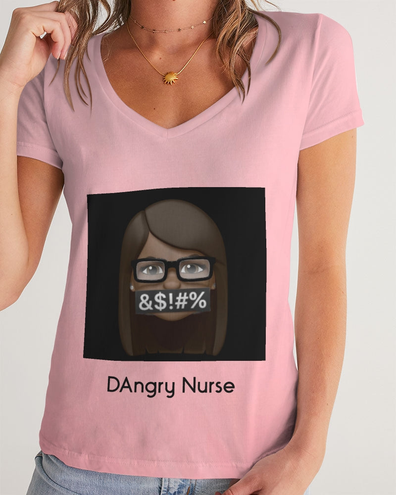Angry Pink Women's V-Neck Tee
