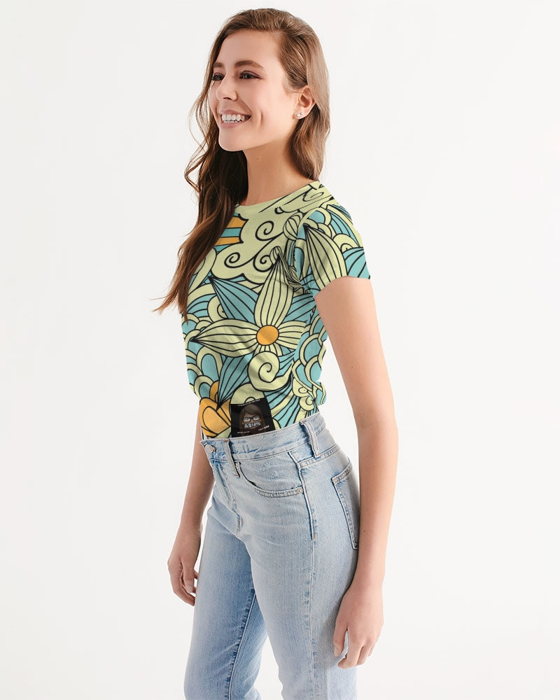 Angry yellow blue green print Women's Tee
