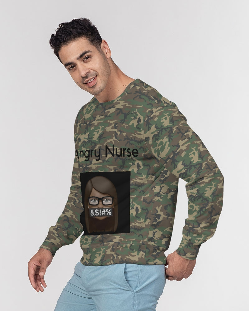 ANGRY CAMOFLAGE Men's Classic French Terry Crewneck Pullover