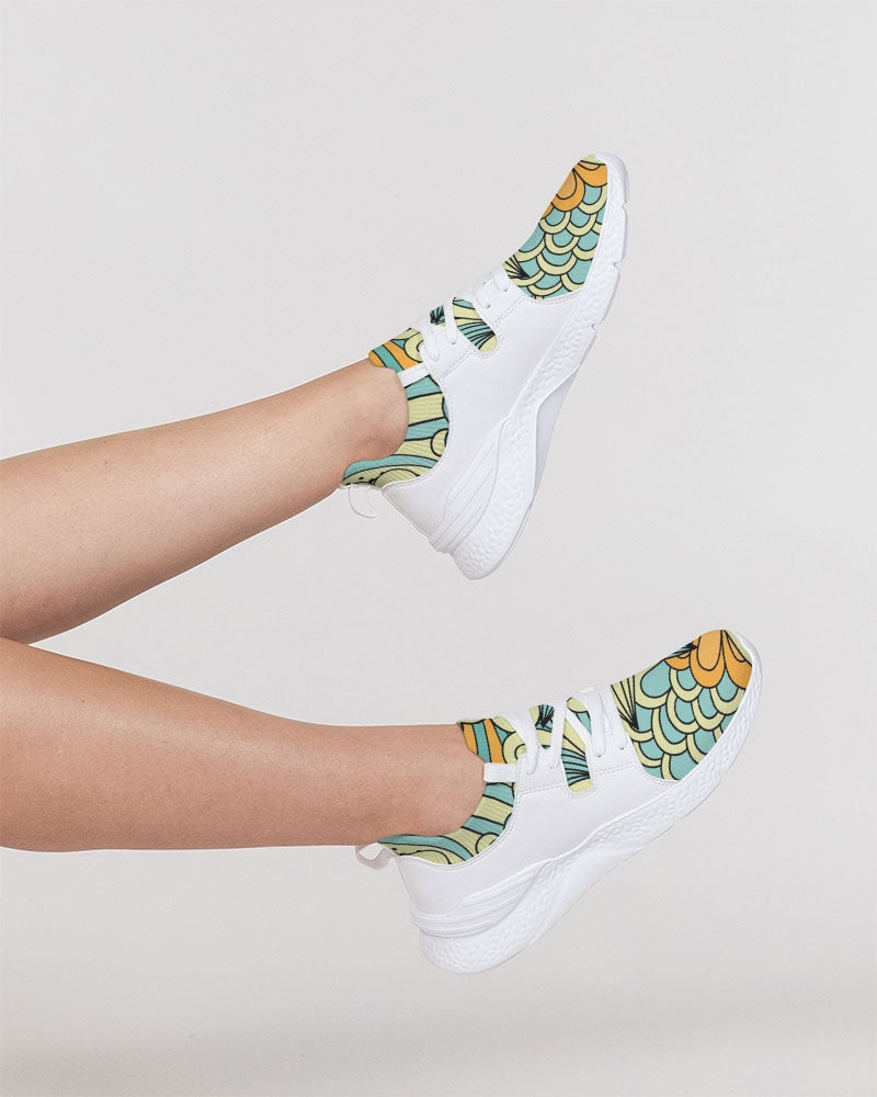 Angry yellow blue green print Women's Two-Tone Sneaker