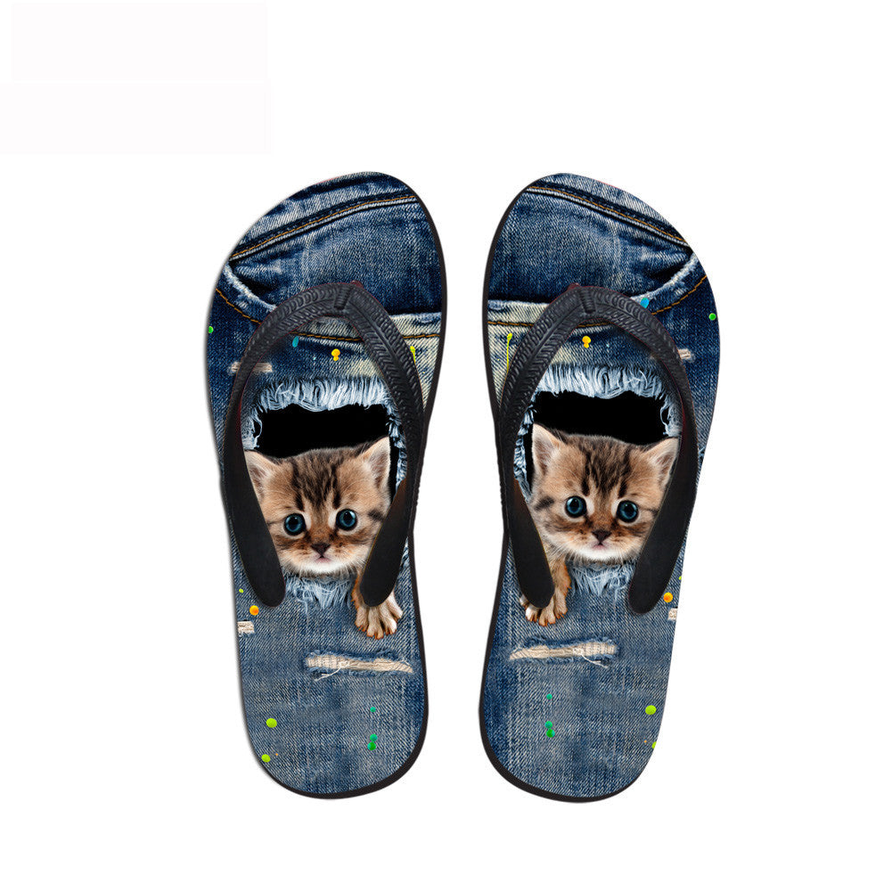 Ripped Cowboy Pet Dog And Cat Flat Slippers