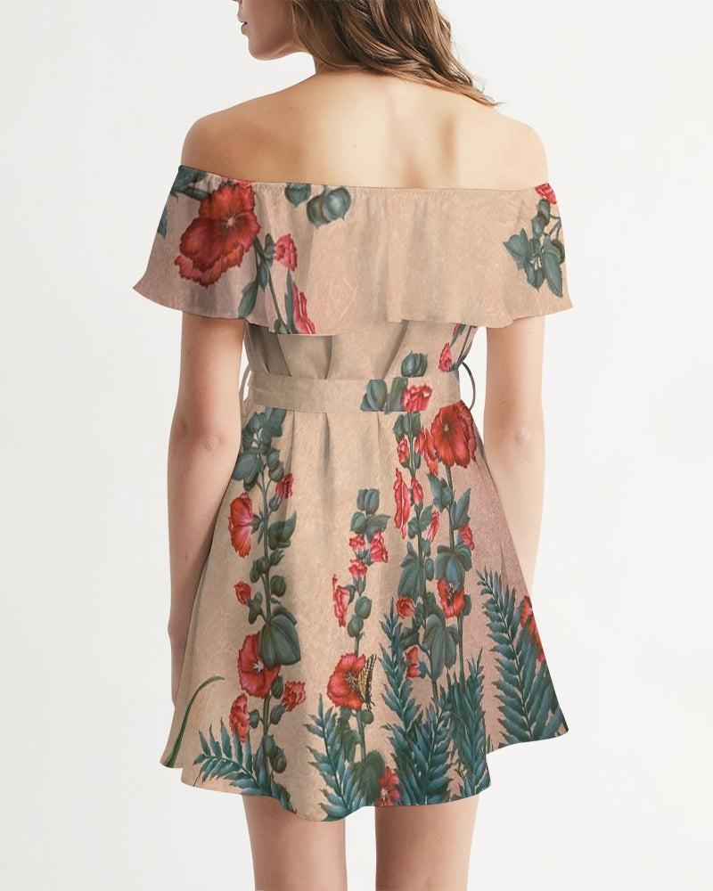 Angry Flowers Women's Off-Shoulder Dress