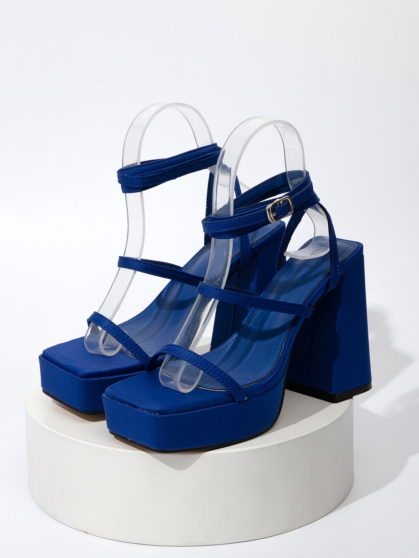 Buckle-strap Block-heeled High-heel Sandals