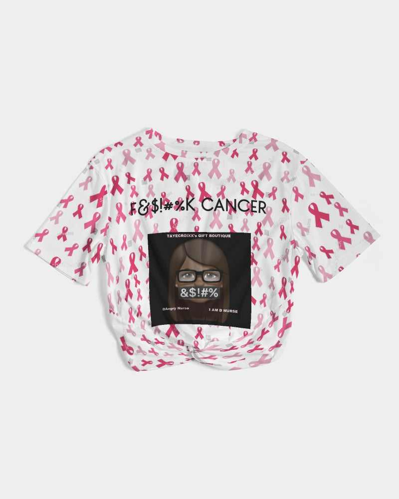 Special Edition F&$!#%K CANCER Women's Twist-Front Cropped Tee