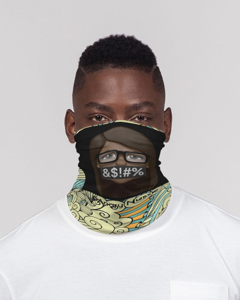 Angry yellow blue green print Neck Gaiter Set