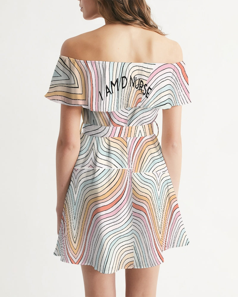 Angry waves Women's Off-Shoulder Dress