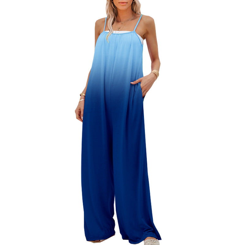 Women's Fashion Casual Loose Sleeveless High Waist Jumpsuit