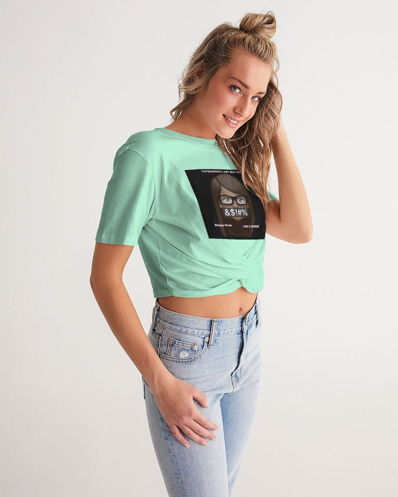 Angry pastel green Women's Twist-Front Cropped Tee