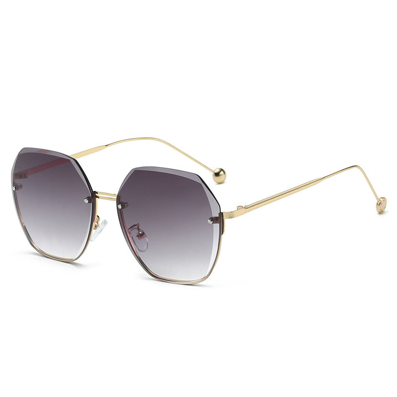 Diamond Cut Edge Rimless Two-tone Sunglasses