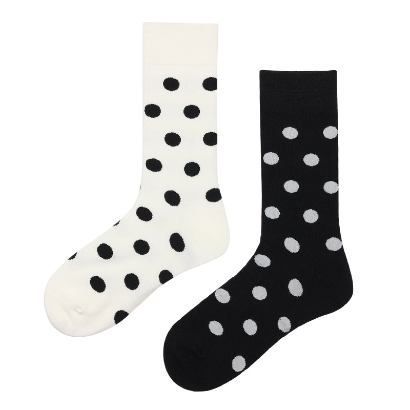 Asymmetrical Color Retro Personality Male And Female Couple Mid-length Cotton Socks