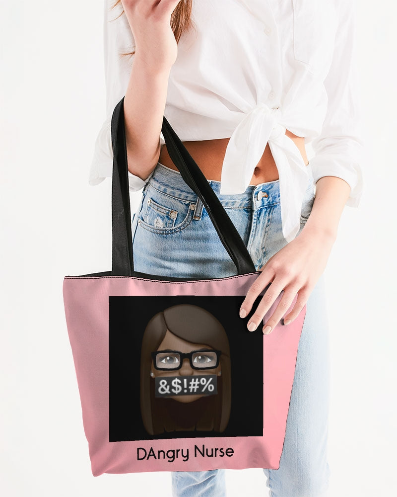 Angry Pink Canvas Zip Tote