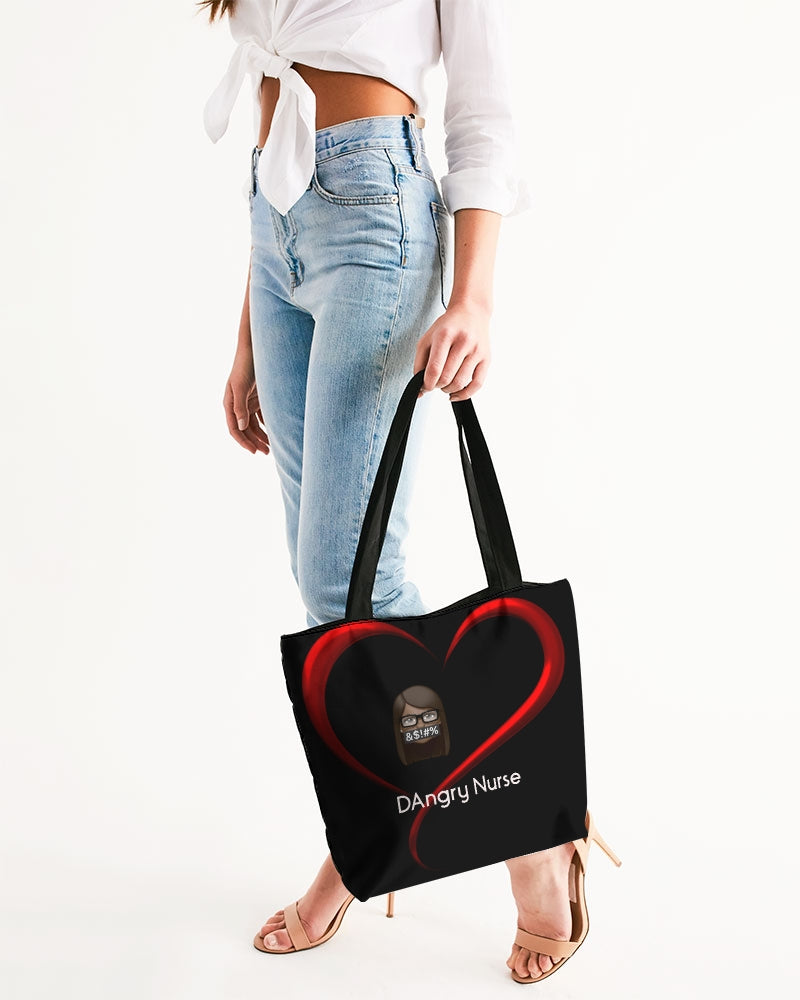Angry Hearts Canvas Zip Tote