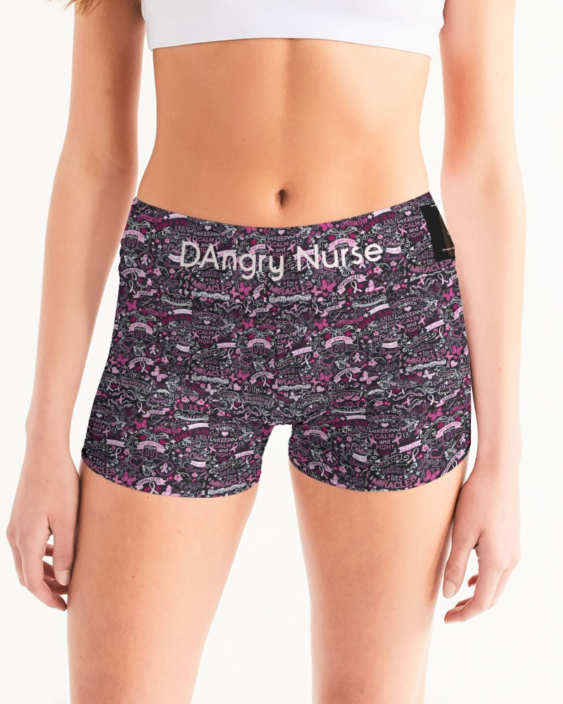 F Cancer Women's Mid-Rise Yoga Shorts