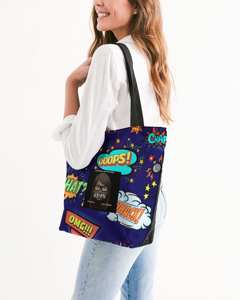 Angry Words Canvas Zip Tote
