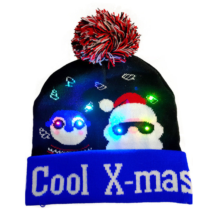 LED Christmas Hat Sweater Knitted Beanie Christmas Light Up Knitted Hat Christmas Gift Adult Kids Xmas 2022 New Year Decorations