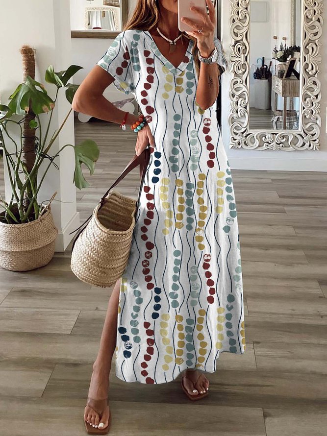 Spring And Summer Long Skirt Short Sleeve Dress