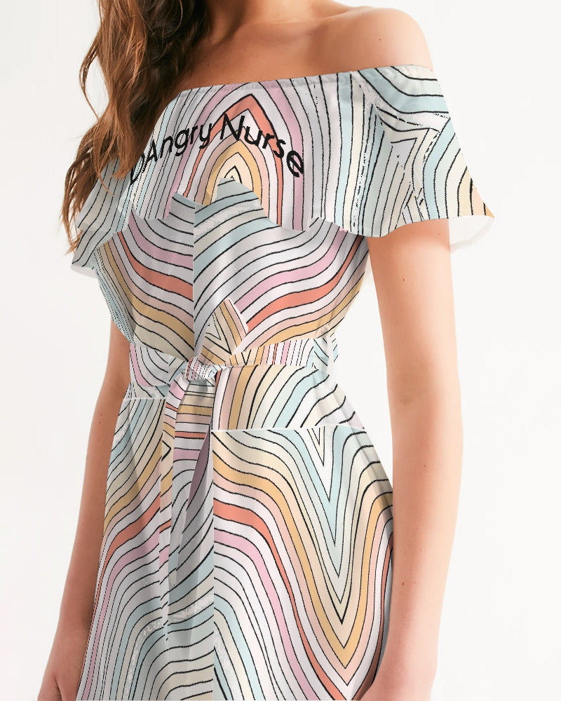 Angry waves Women's Off-Shoulder Dress