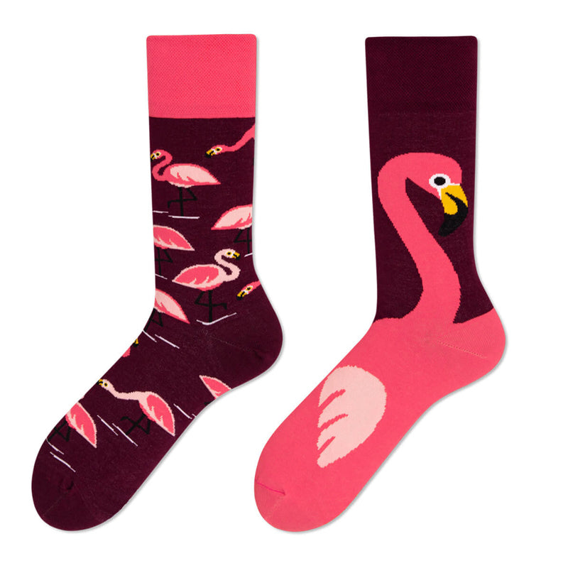 Asymmetrical Color Retro Personality Male And Female Couple Mid-length Cotton Socks