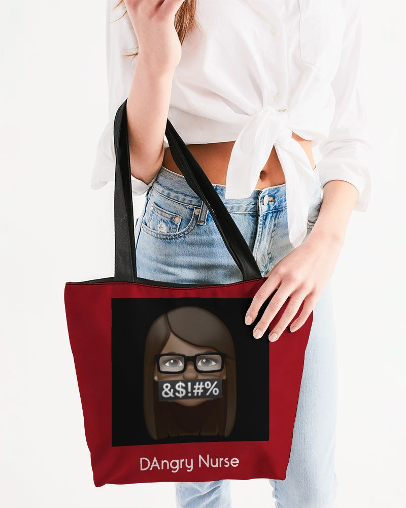 red Canvas Zip Tote
