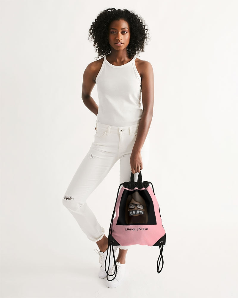 Angry Pink Canvas Drawstring Bag