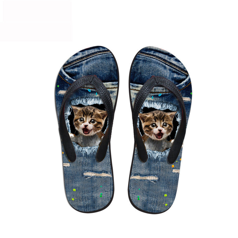 Ripped Cowboy Pet Dog And Cat Flat Slippers
