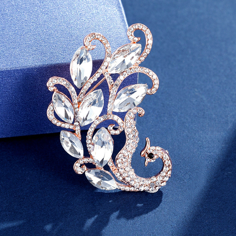 Blue Crystal Phoenix Brooch Women's Alloy Diamond