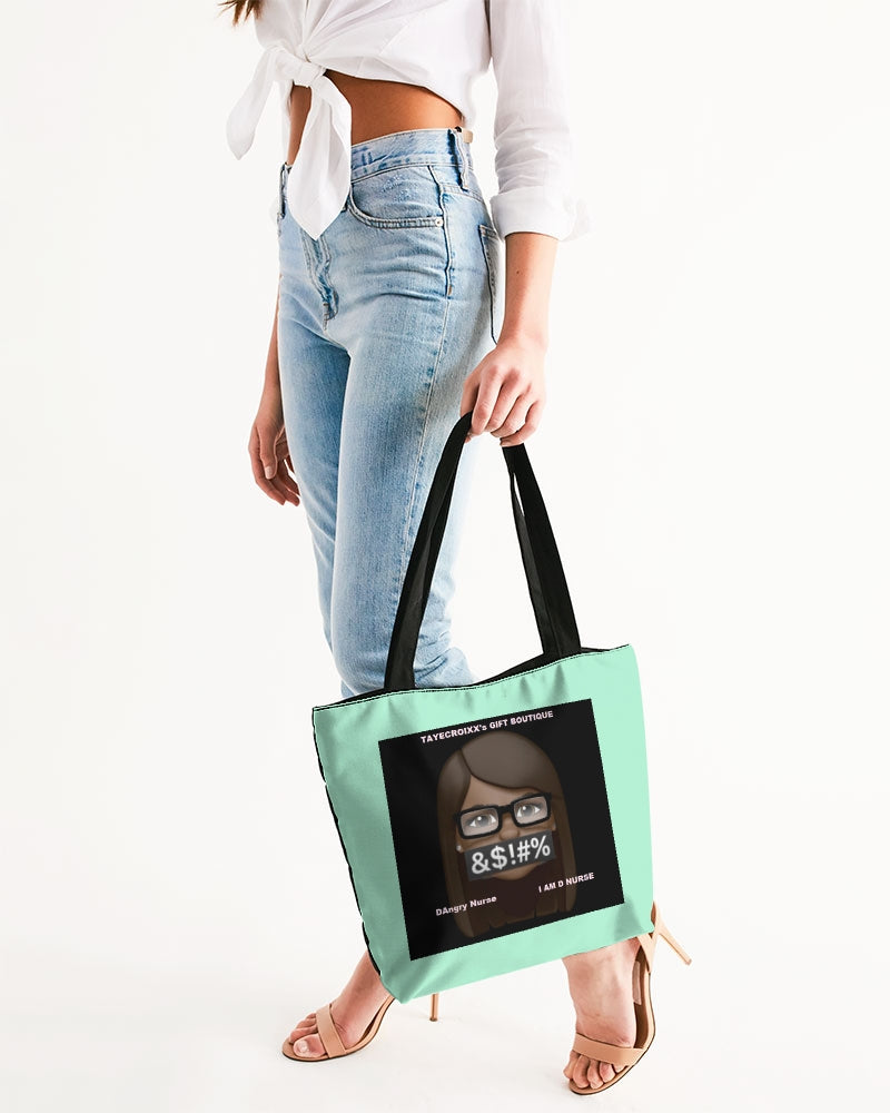Angry pastel green Canvas Zip Tote