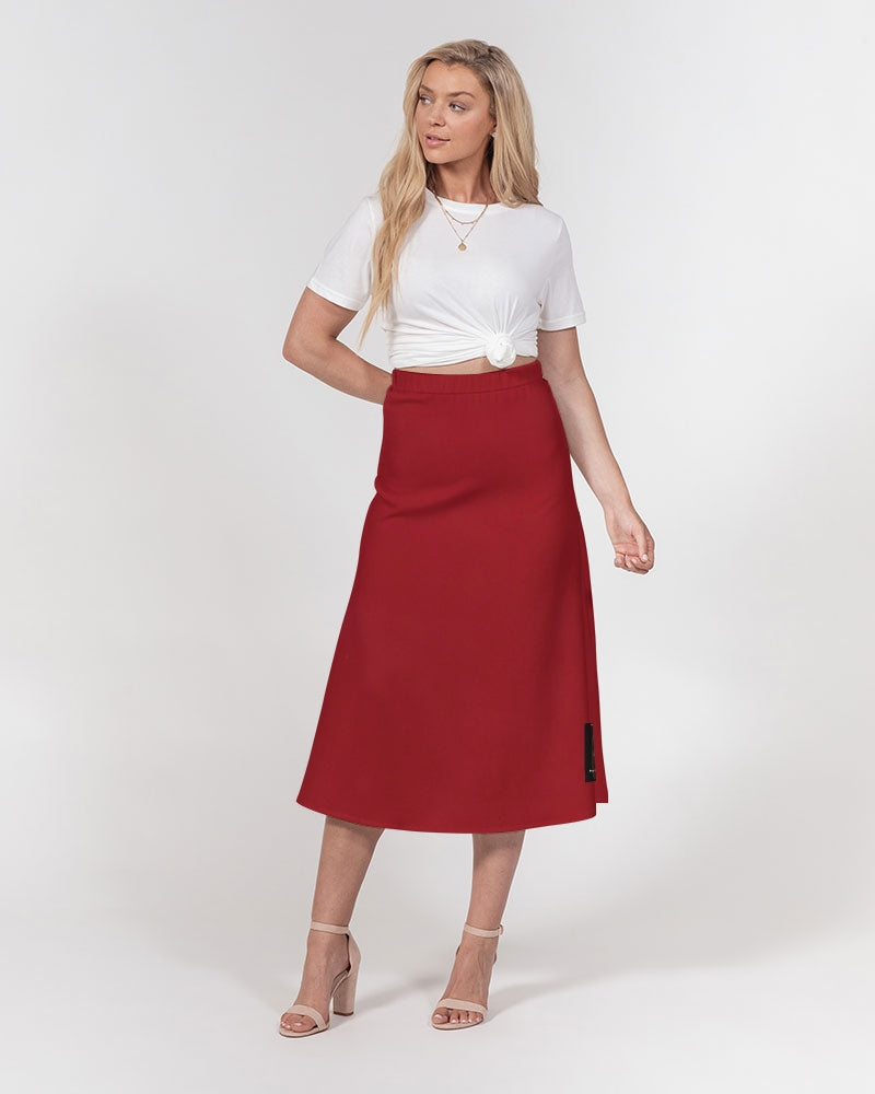 red Women's A-Line Midi Skirt