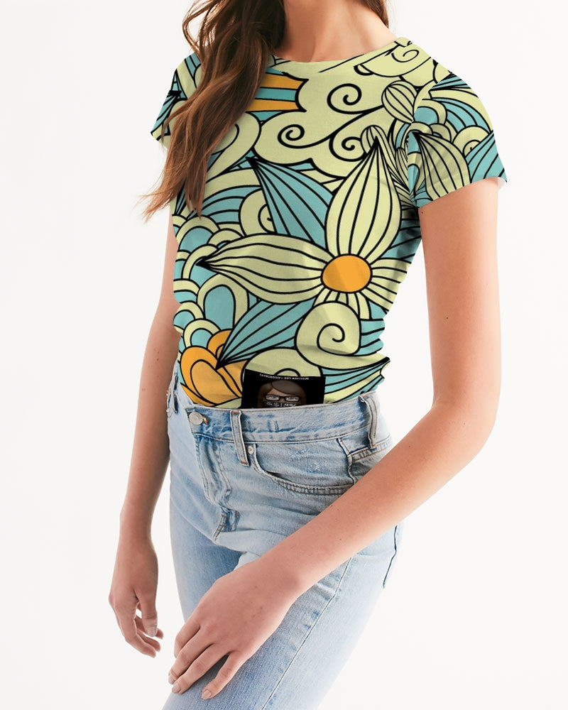 Angry yellow blue green print Women's Tee