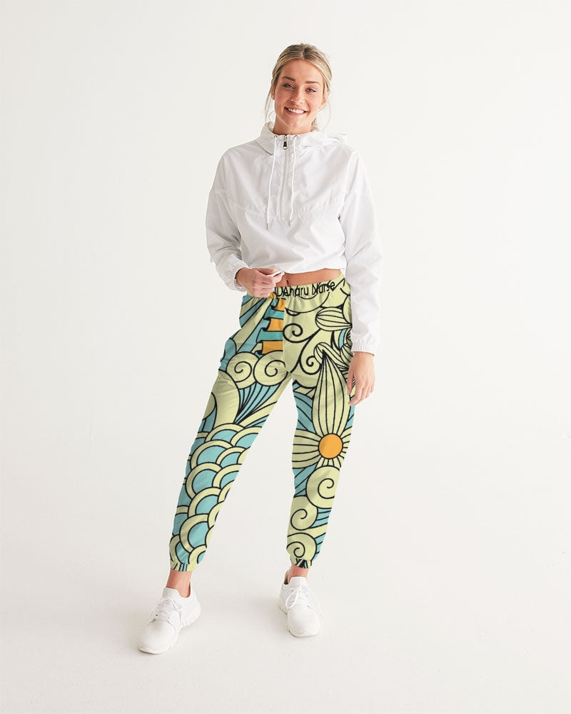 Angry yellow blue green print Women's Track Pants