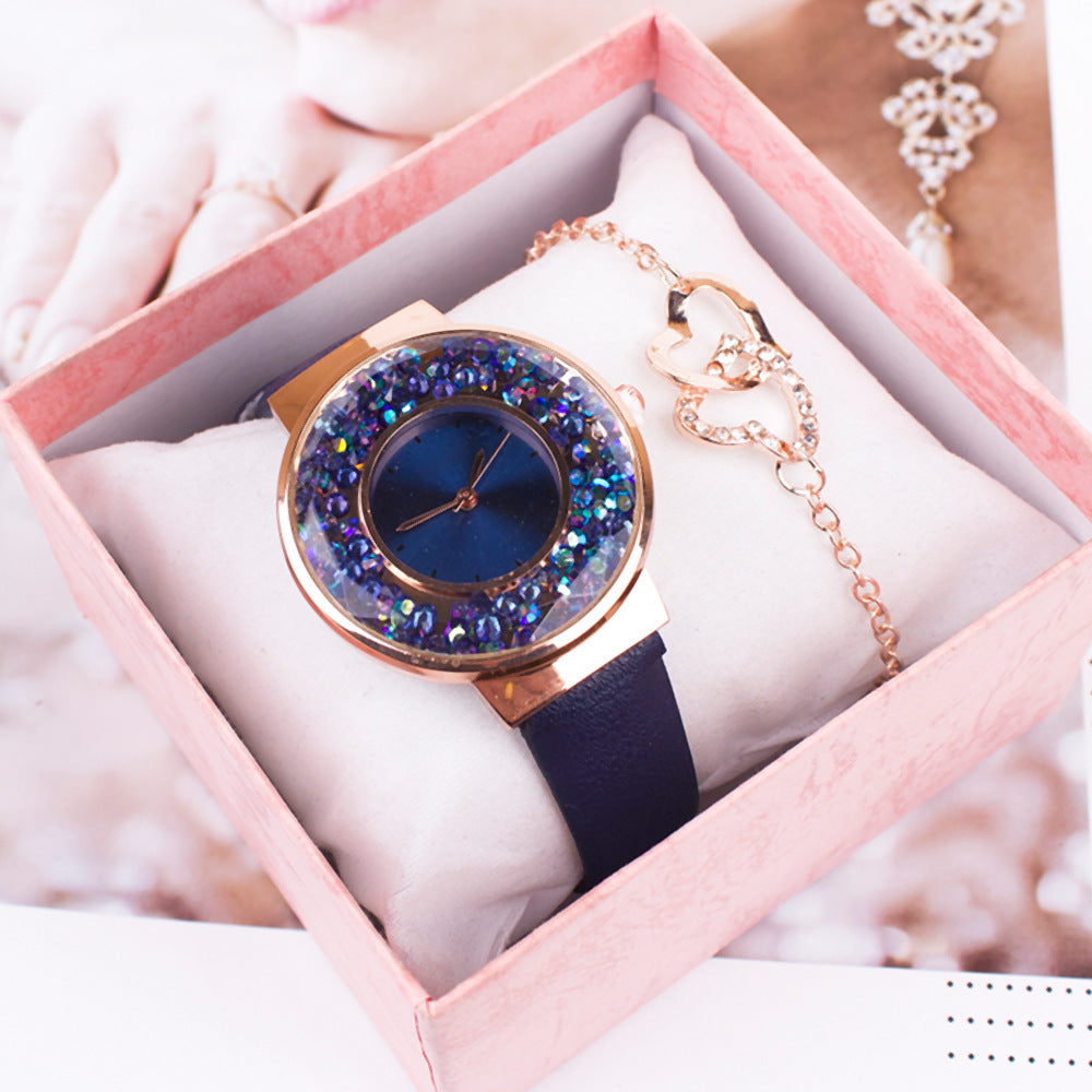 Hand Quicksand Diamond Chain Ladies Watch Set