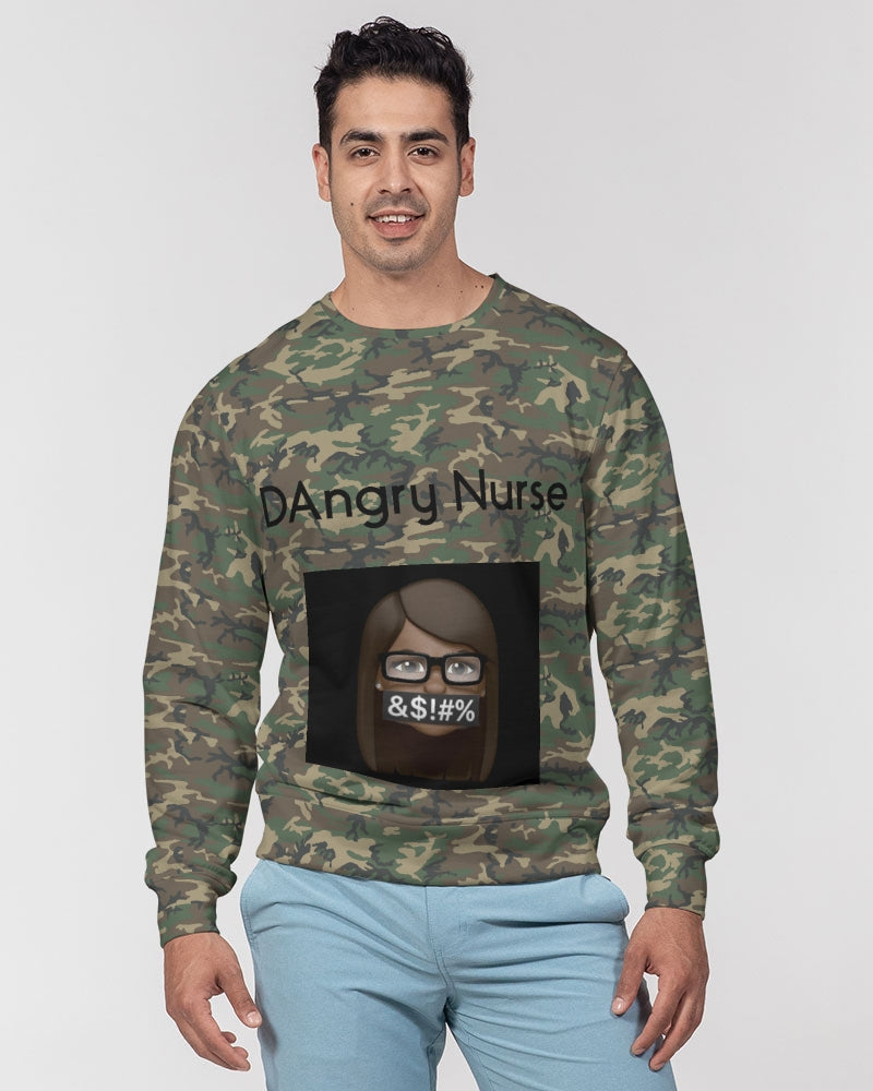 ANGRY CAMOFLAGE Men's Classic French Terry Crewneck Pullover
