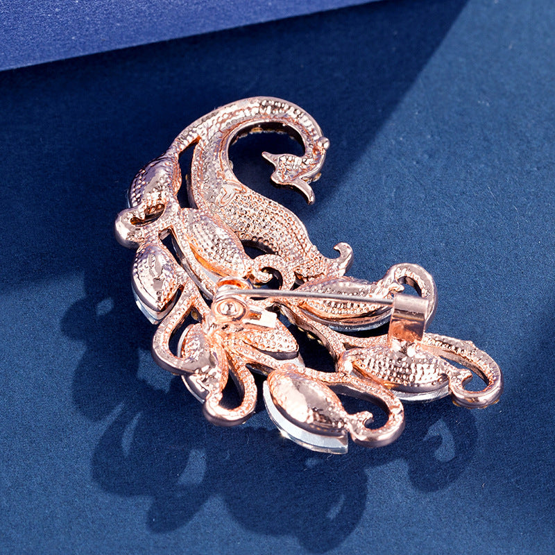 Blue Crystal Phoenix Brooch Women's Alloy Diamond